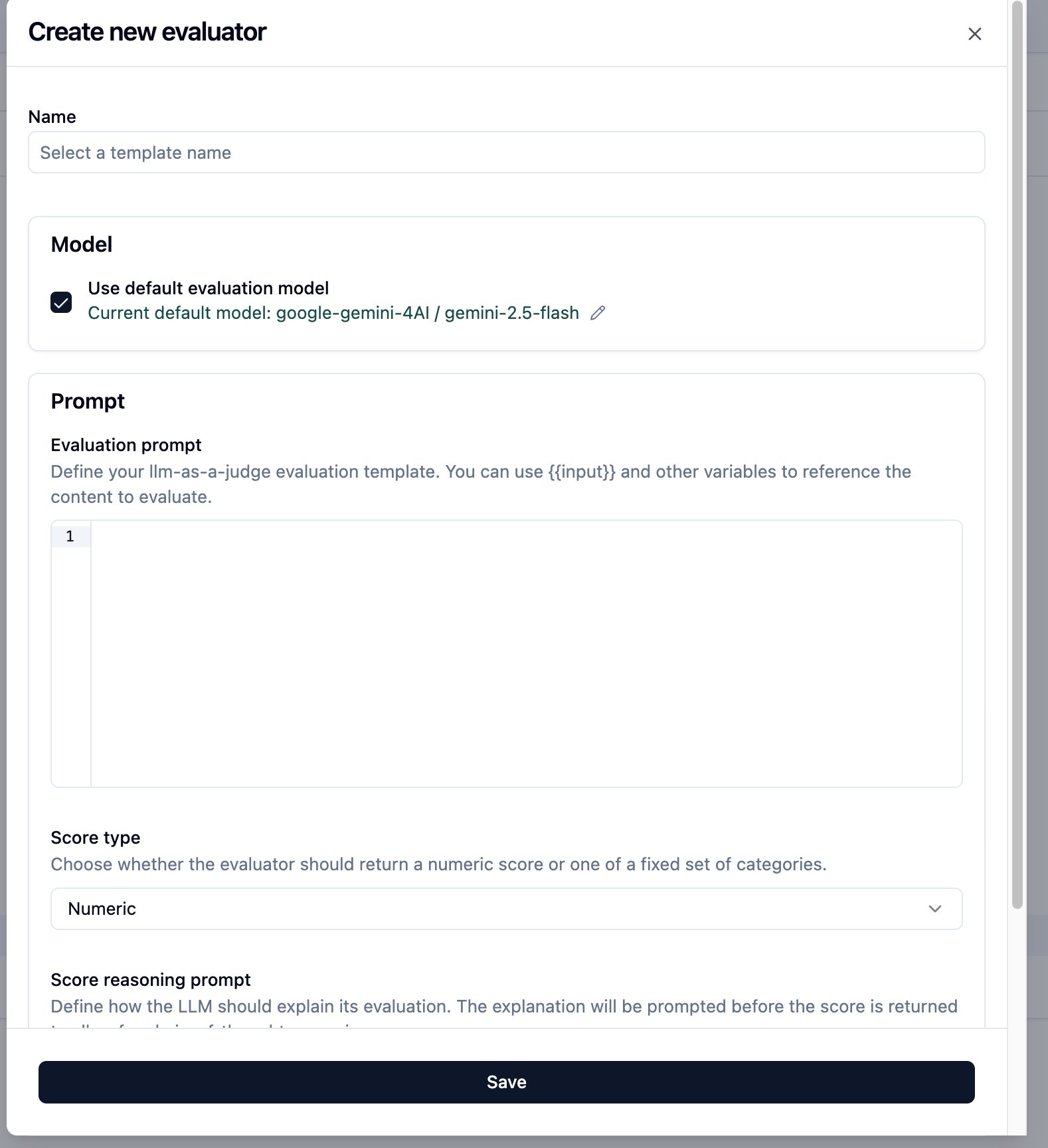 Custom evaluator form