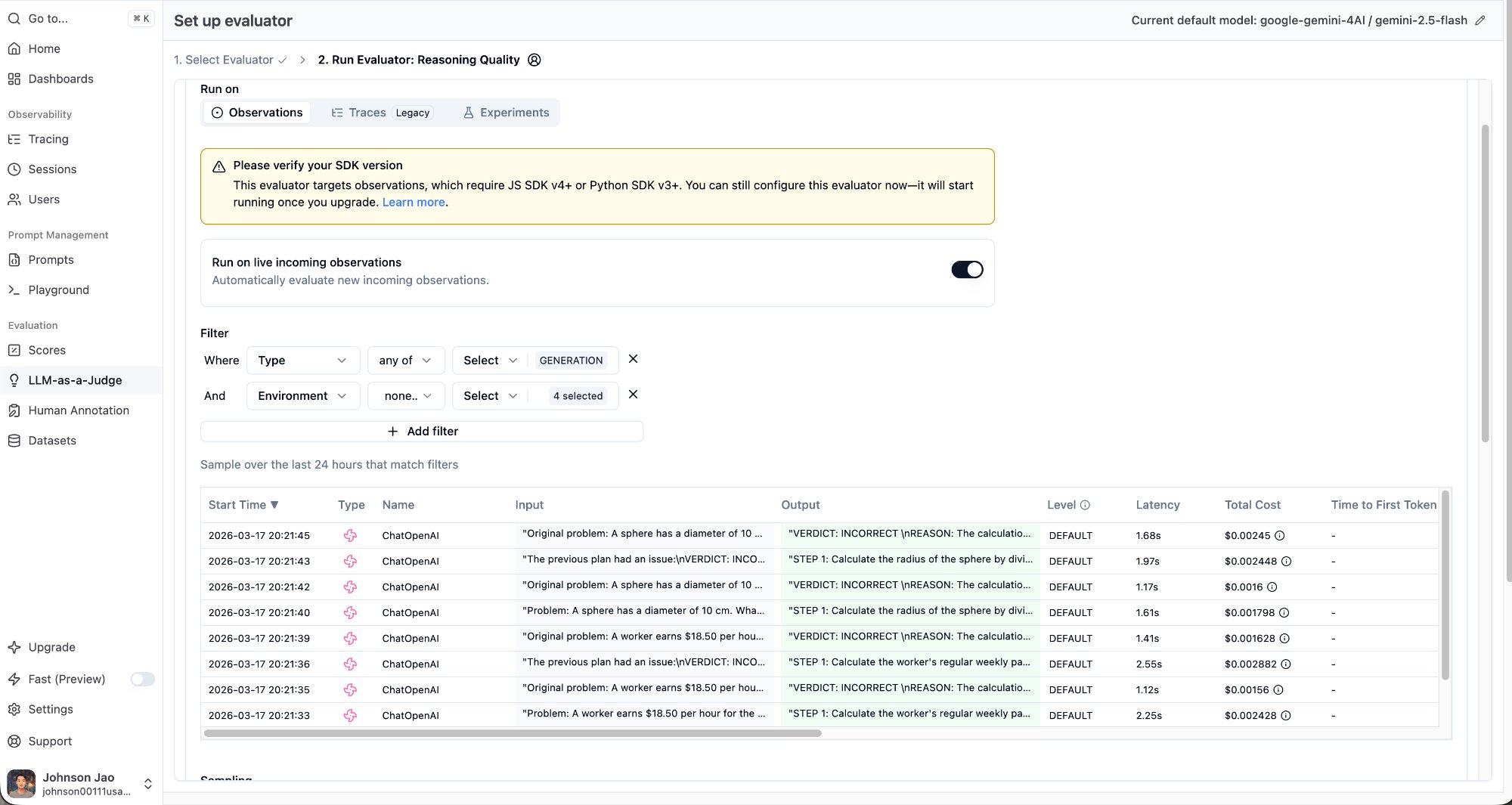 Evaluator run config